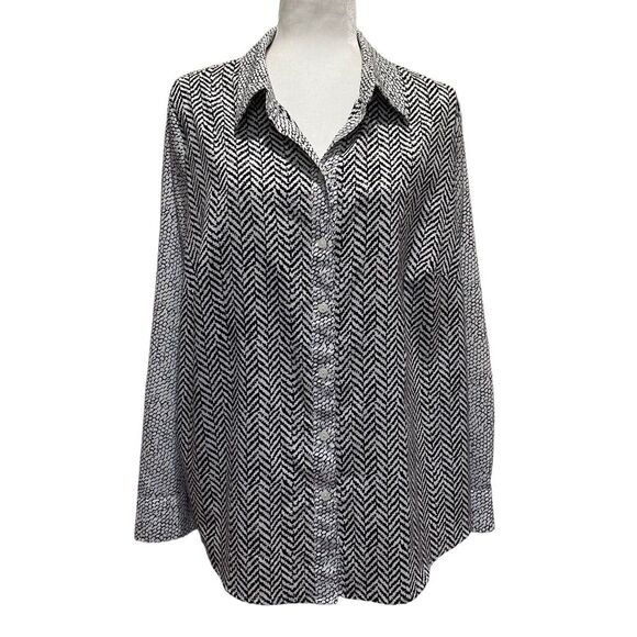 Apt 9 Chevron Animal Print Button Down Blouse Sz 1X - Picture 7 of 7